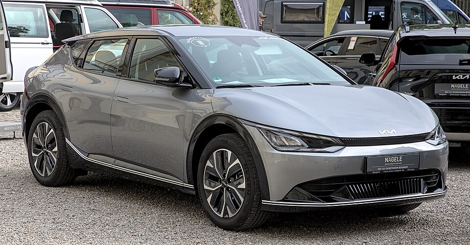 Kia EV6 at a show in Germany; one of the models mentioned.